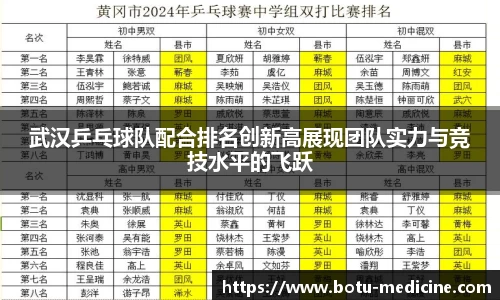 武汉乒乓球队配合排名创新高展现团队实力与竞技水平的飞跃